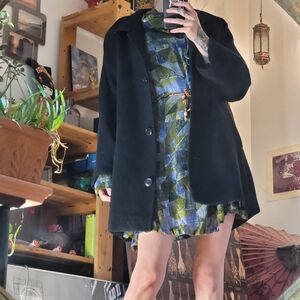 Max Mara Vintage Wool & Cashmere Black Midi Length Coat - Size 4